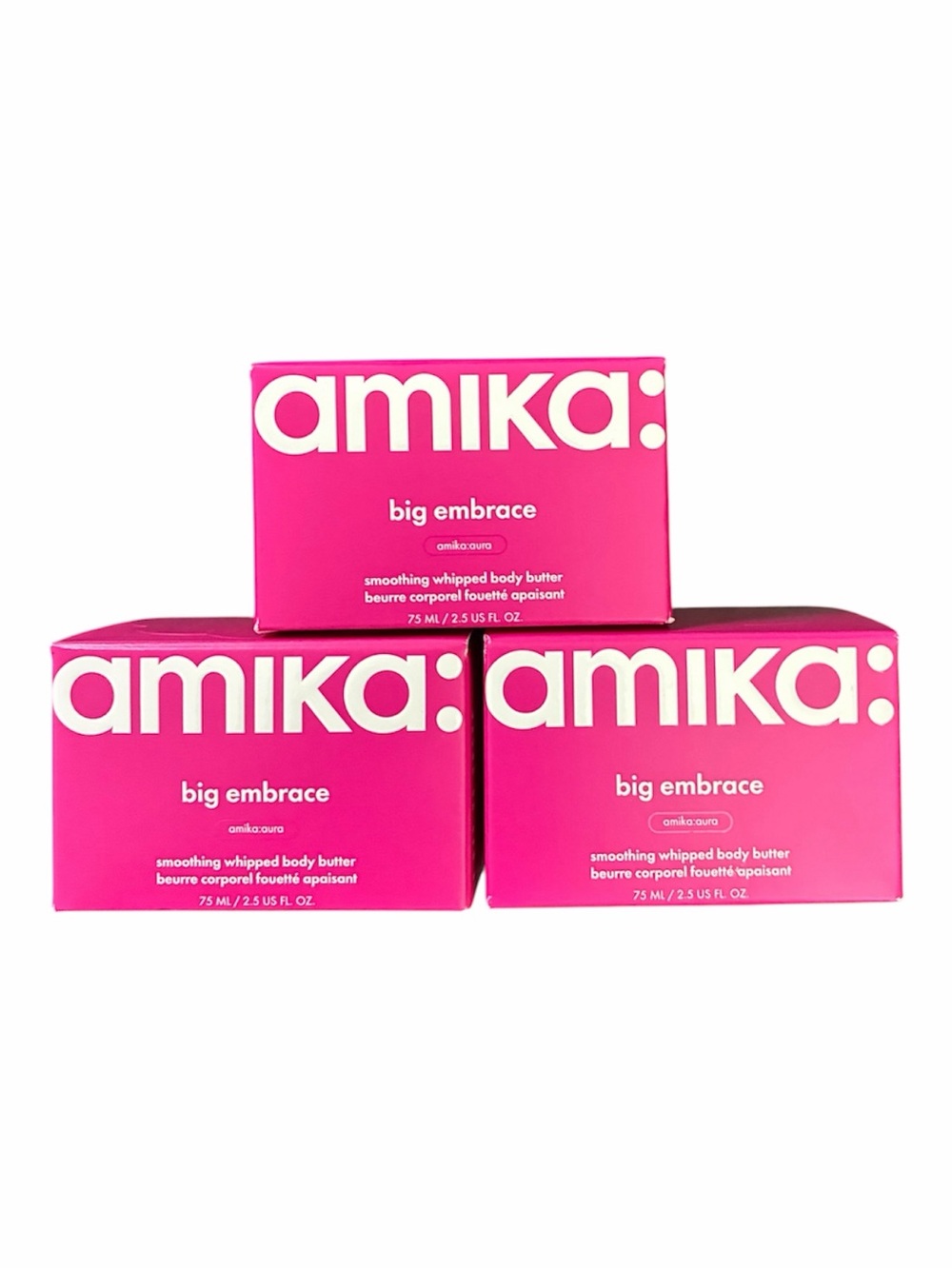 amika Big Embrace Smoothing Whipped Body Butter 75ml × 3